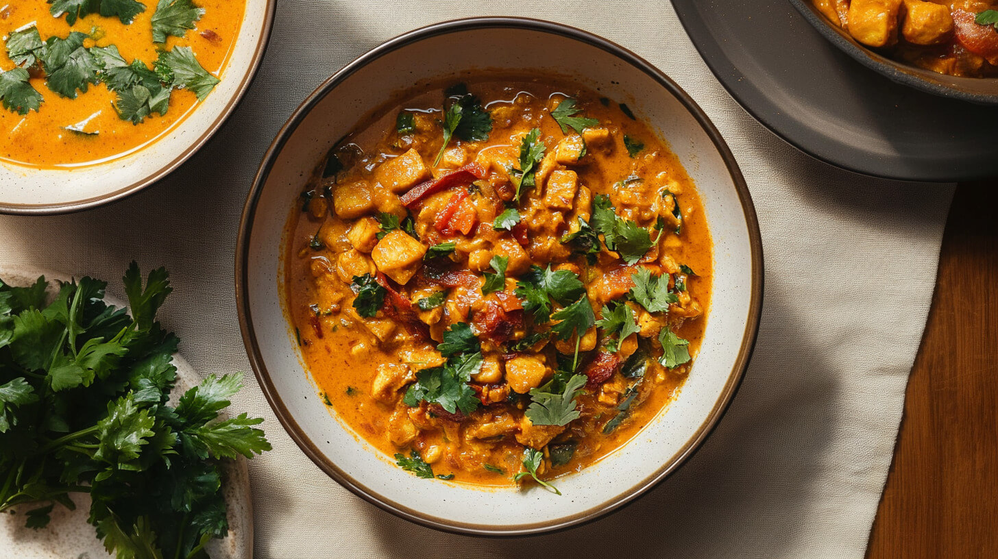 Tofu w sosie curry ze strączkami