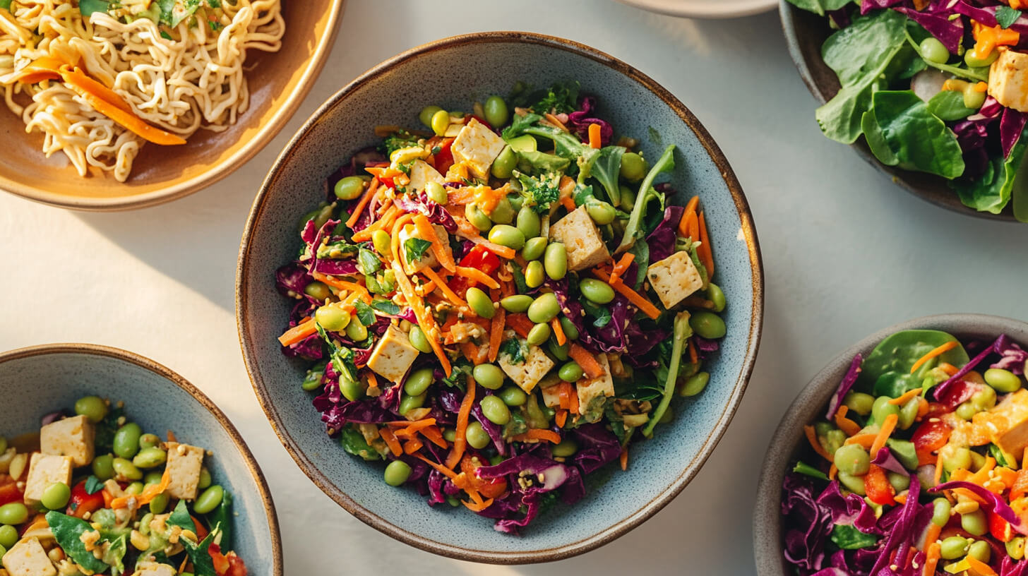 Sałatka z edamame i tofu