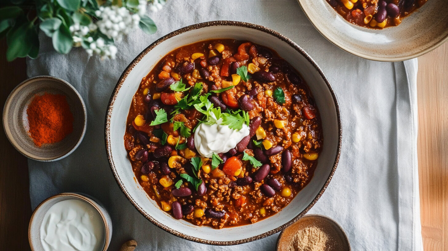 Wegańskie chilli z granulatem i fasolą