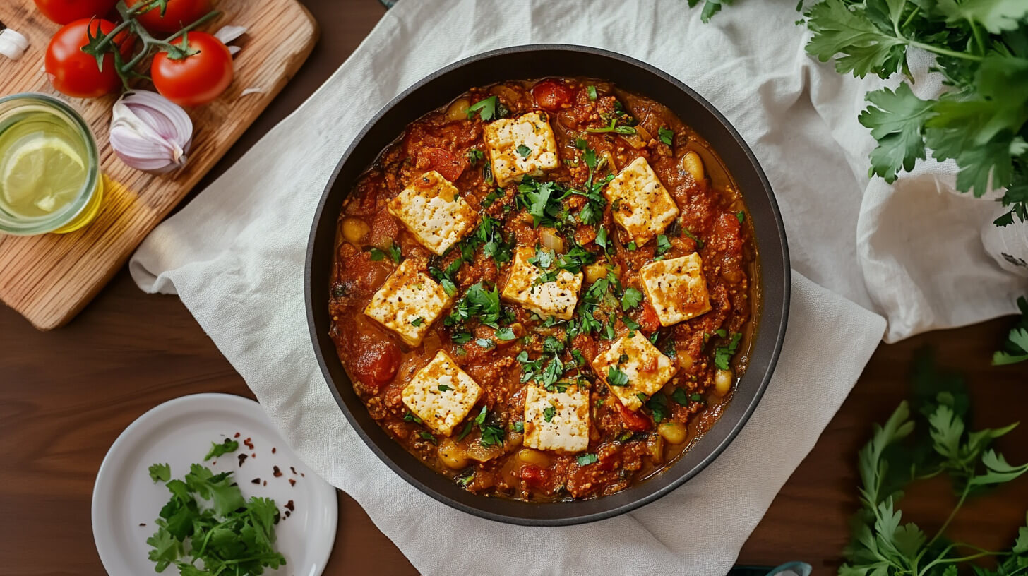 Wegańska szakszuka z tofu i ciecierzycą