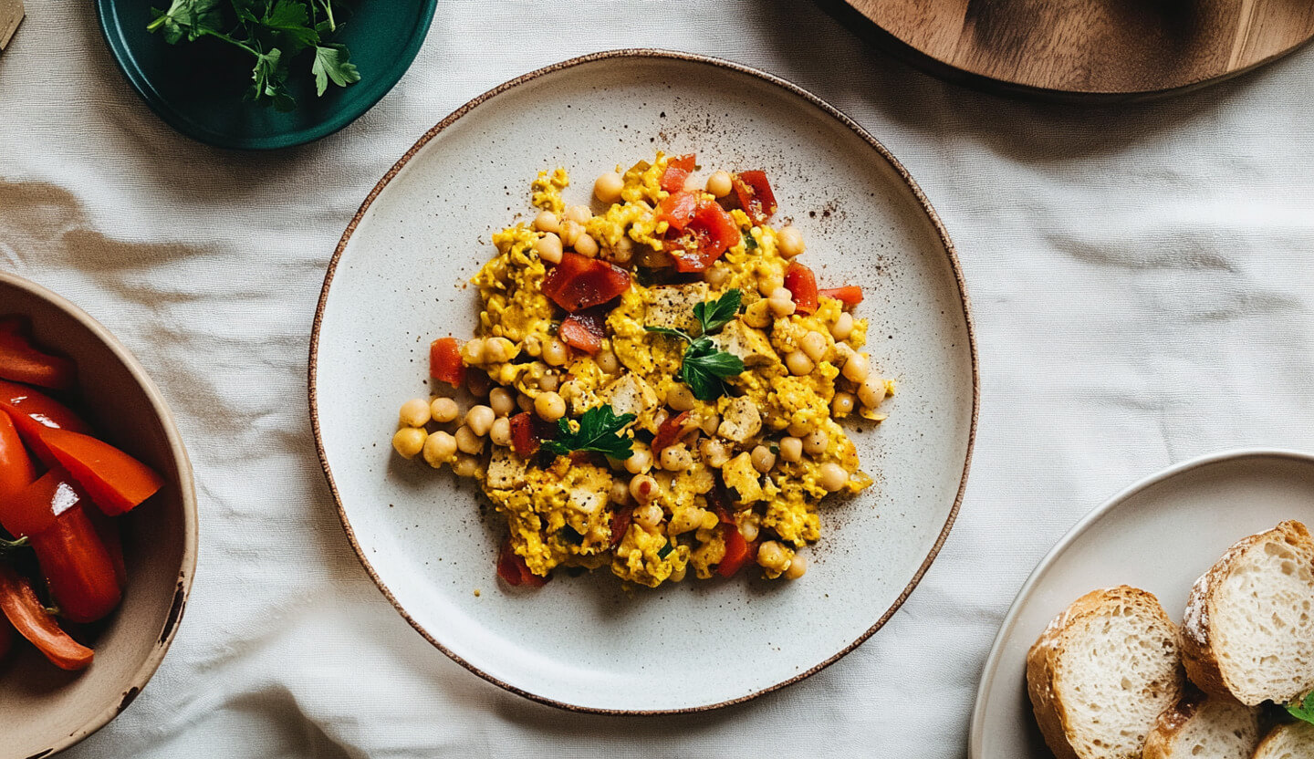 Tofu scramble z warzywami i ciecierzycą
