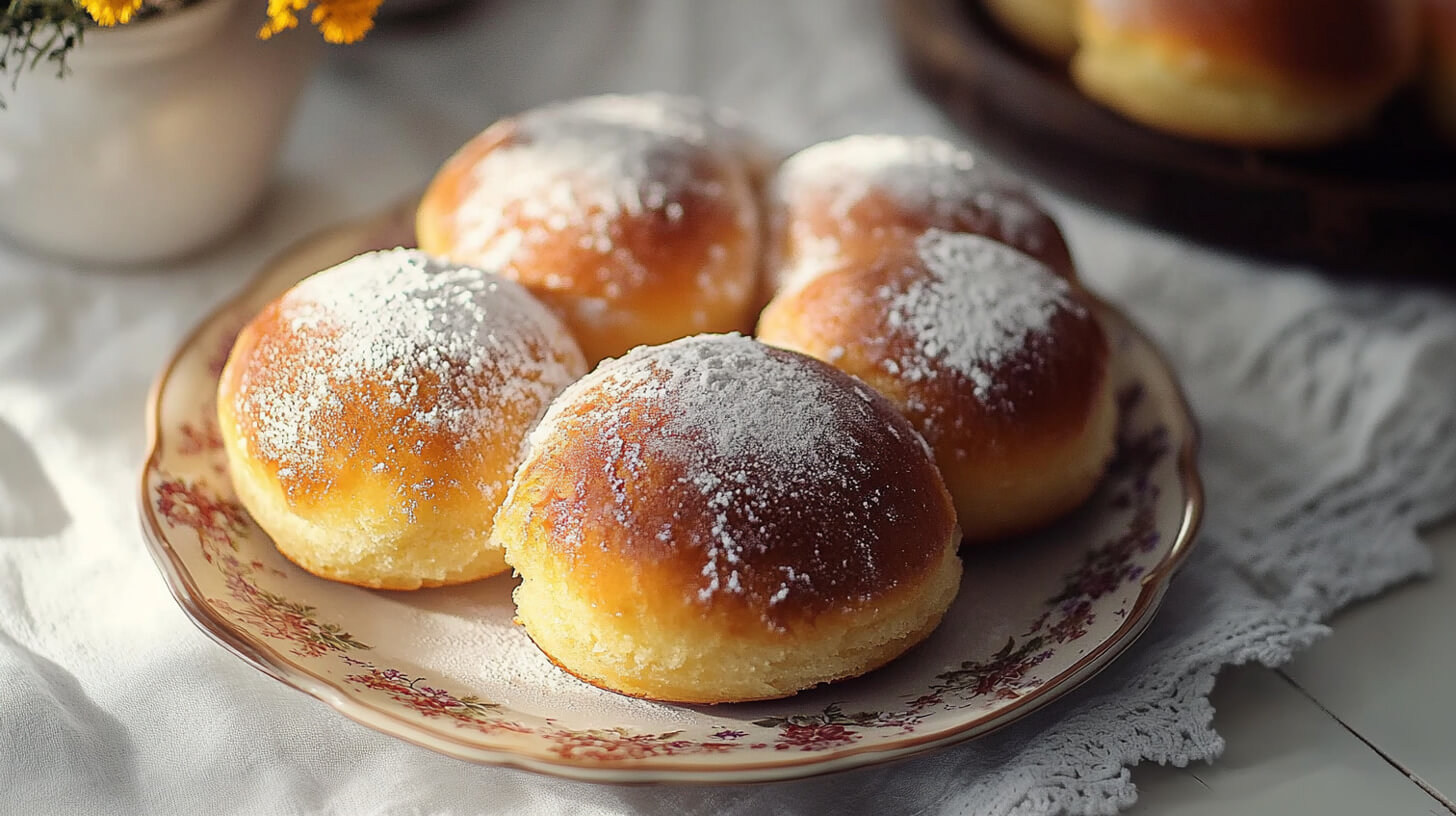 Pieczone pączki z powidłami śliwkowymi