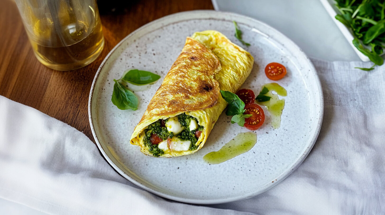 Omlet z pesto i mozzarellą