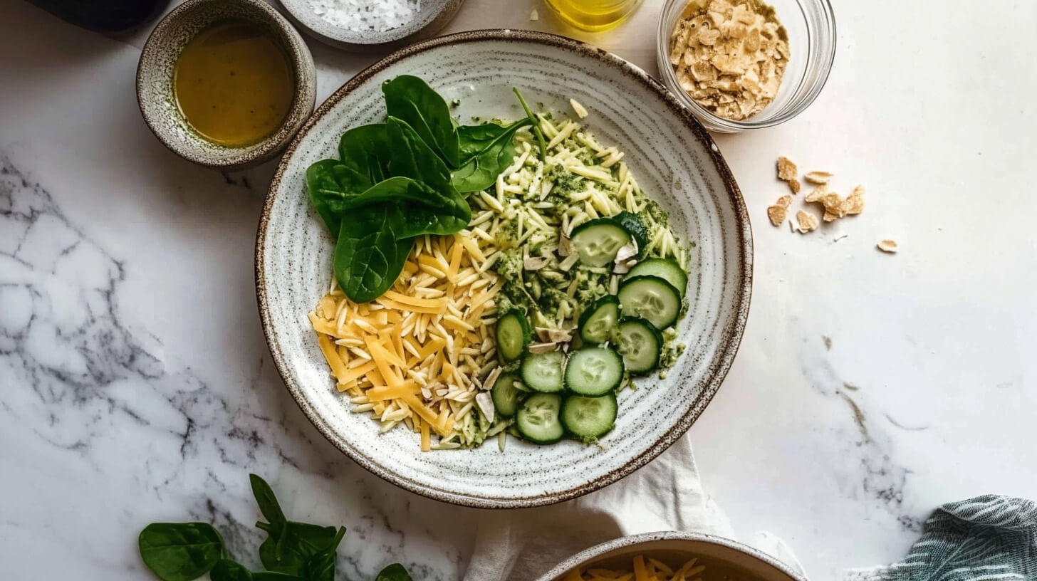 Sałatka z orzo i serem cheddar