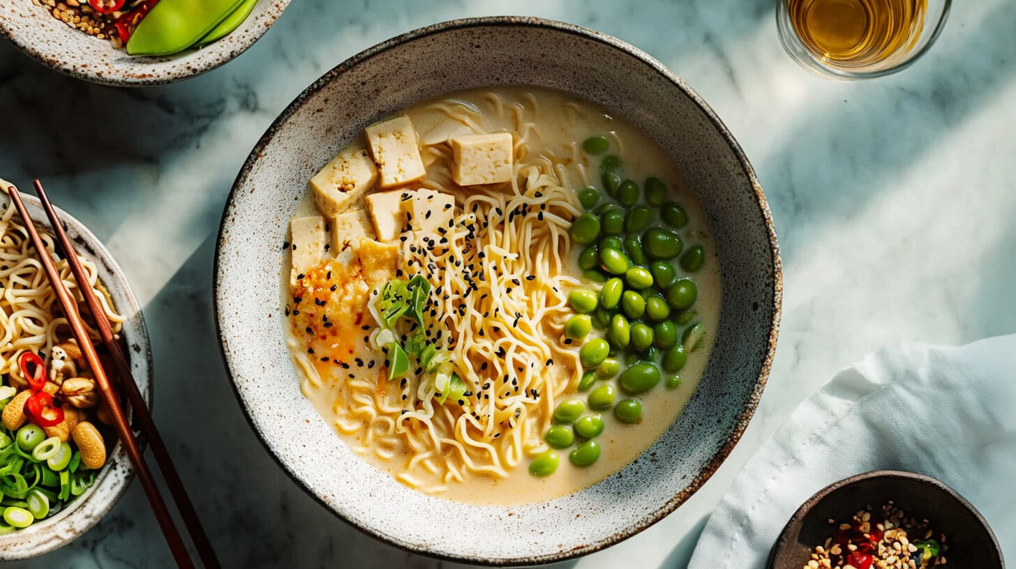 Wegański ramen wysokobiałkowy