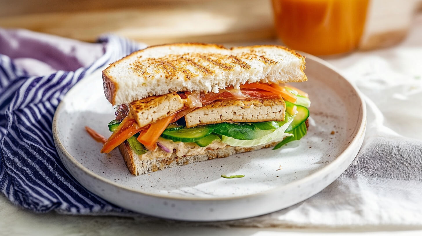 Kanapka z grillowanym tofu i warzywami