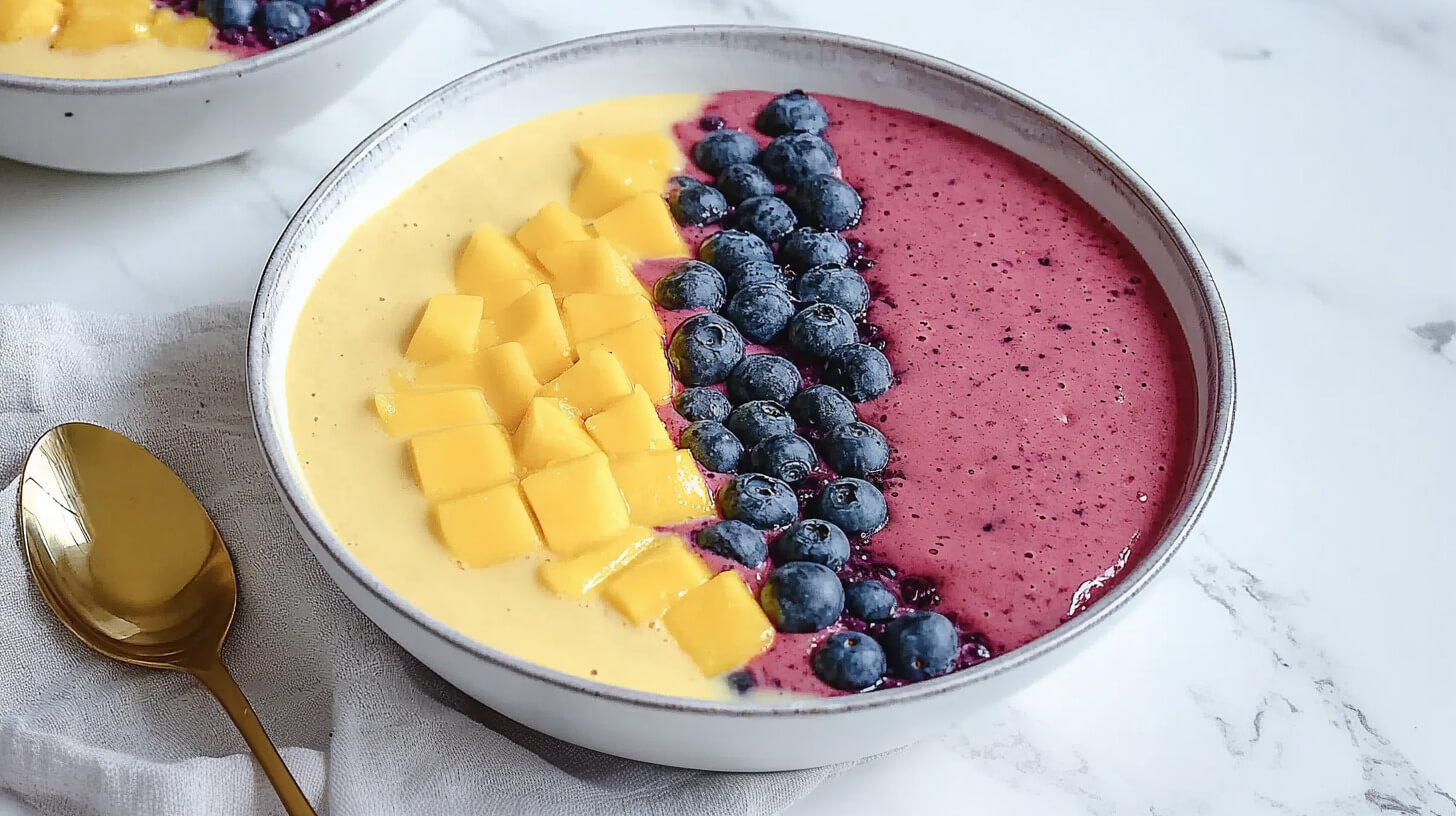 Dwukolorowe smoothie bowl